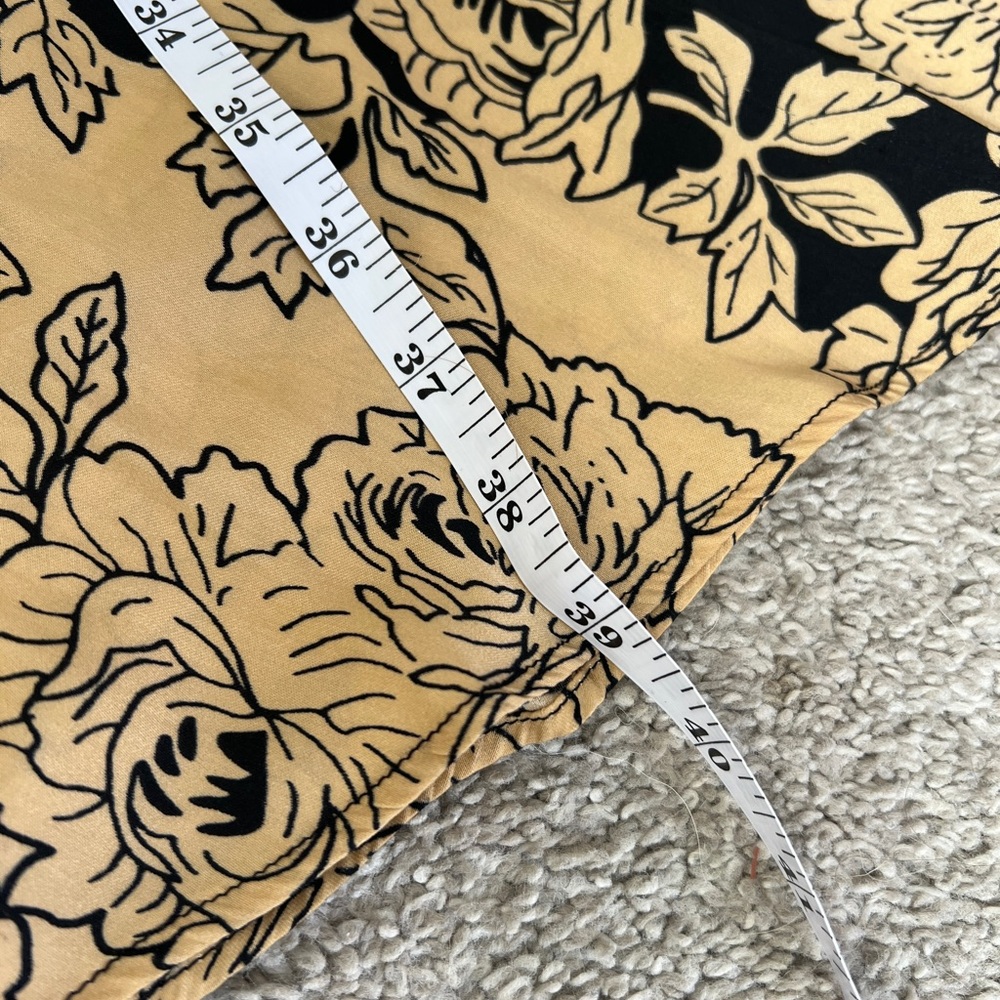 Rachel Zoe Wide Leg Boho Palazzos Pants | Black & Tan Rose Floral | Pockets - Picture 9 of 10